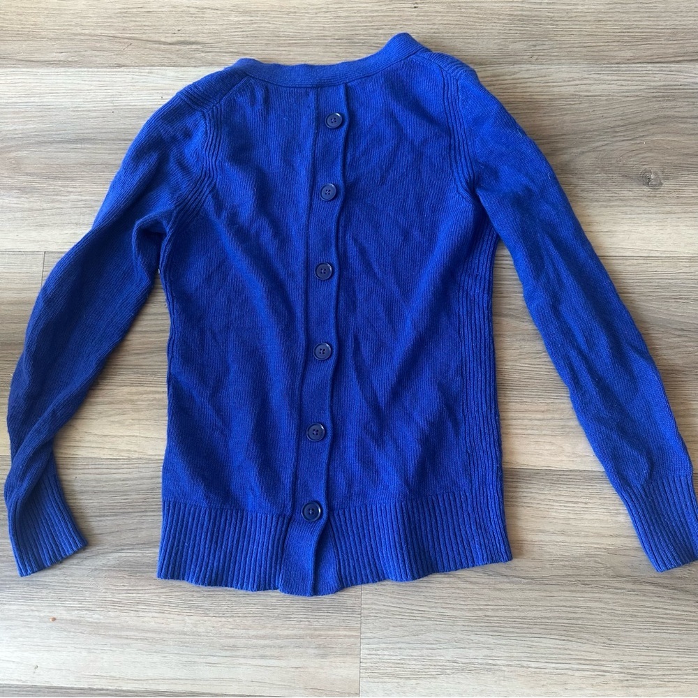 Banana Republic Royal Blue V-Neck Sweater Back button detail XS - Picture 5 of 7